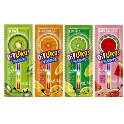 Pirulito Diploko Neon Frutas Sortidas 10G
