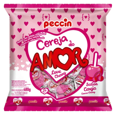 Pirulito Peccin Cereja Do Amor 24Un