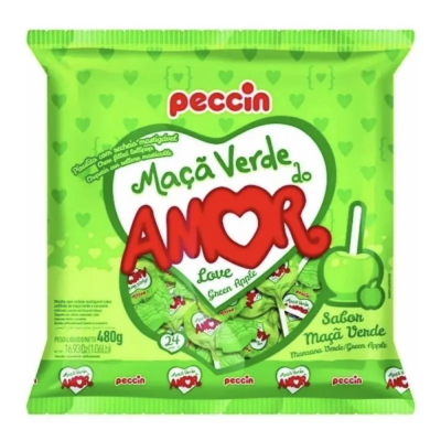 Pirulito Peccin Maca Verde Do Amor 24Un