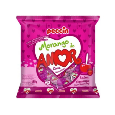 Pirulito Peccin Morango Do Amor 24Un