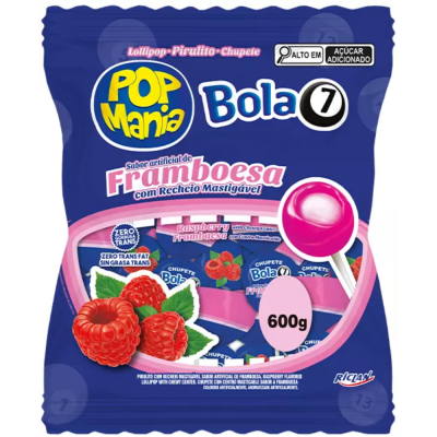 Pirulito Pop Mania Bola 7 Framboesa 600G