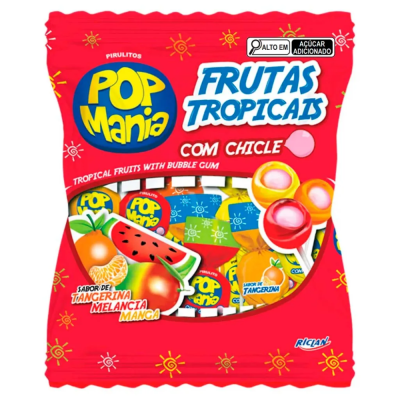 Pirulito Pop Mania Frutas Tropicais 500G