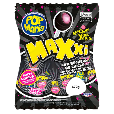 Pirulito Pop Mania Maxxi Cereja 24Un