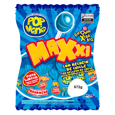 Pirulito Pop Mania Maxxi Framboesa 24Un