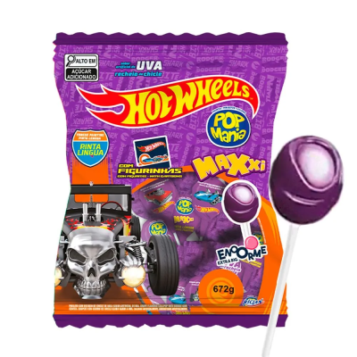 Pirulito Pop Mania Maxxi Hotwheels Uva