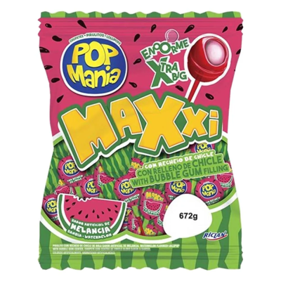 Pirulito Pop Mania Maxxi Melancia 24Un