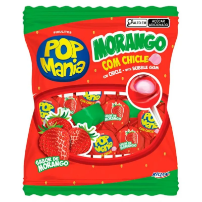 Pirulito Pop Mania Morango 500G
