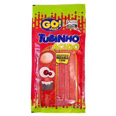 Bala Go Jelly 70 Gr Tubinho Morango Acido