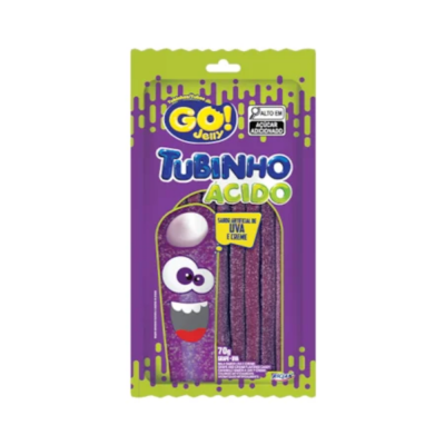 Bala Go Jelly 70 Gr Tubinho Uva Acido