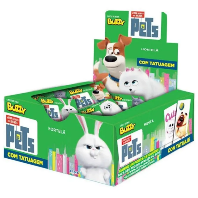 Chicle Buzzy Pets Tattoo Hortela 100Un