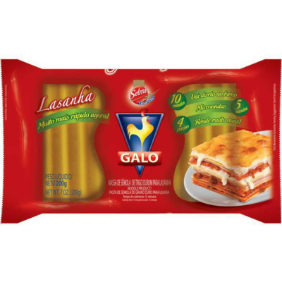 Massa P/ Lasanha Galo Pre Cozida 200G