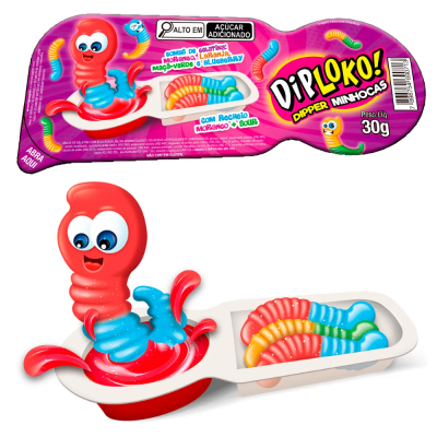 Pirulito Diploko Dipper Minhocas 30G